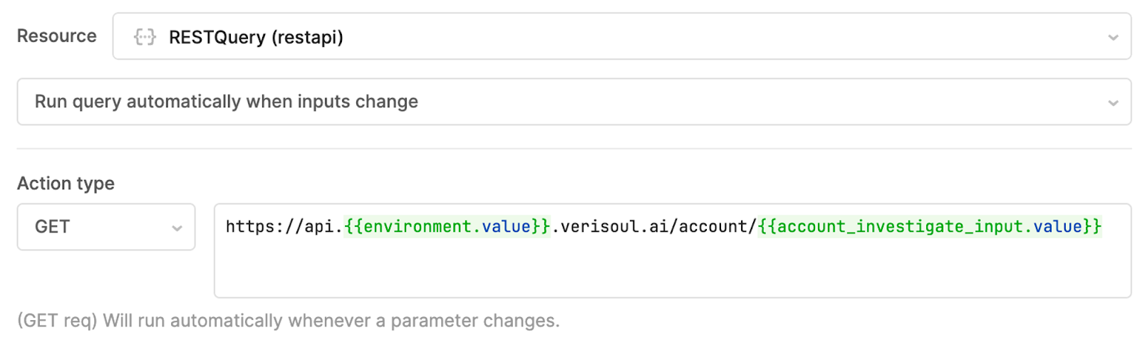 Sample API query that variably calls the endpoint with the account the user asks about